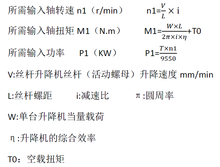 丝杆升降机功率计算